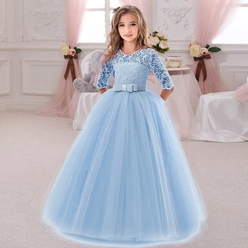 2021 Summer White Bridesmaid Girl Party Dress Wedding Dress Kids Dresses For Girls Children Clothing Princess Dress 10 12 Years