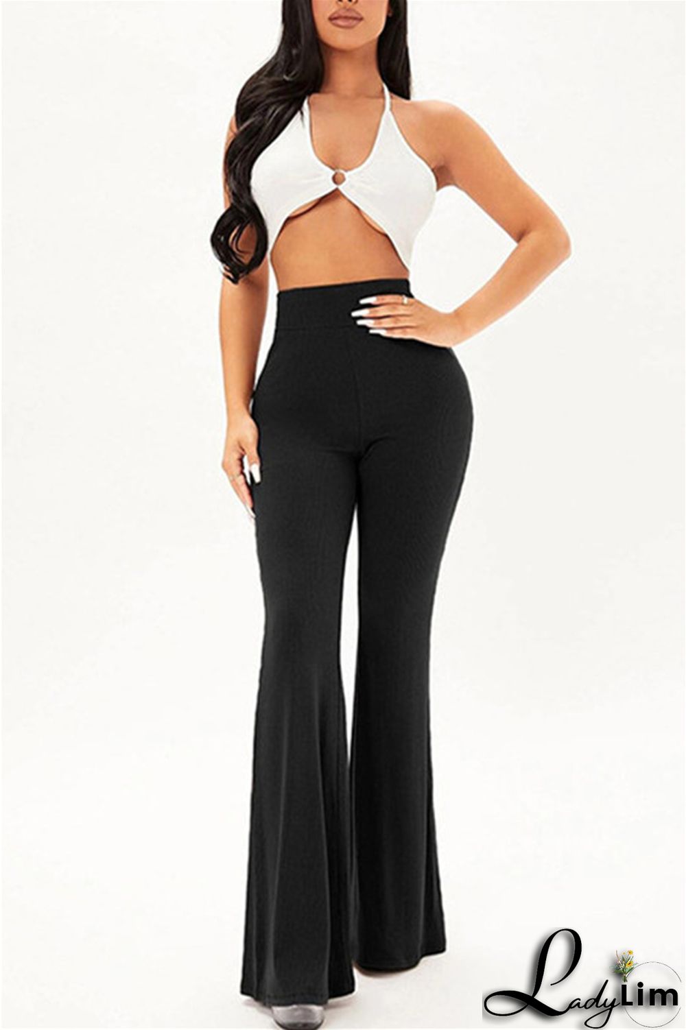 Coffee Fashion Casual Solid Basic Regular High Waist Speaker Trousers