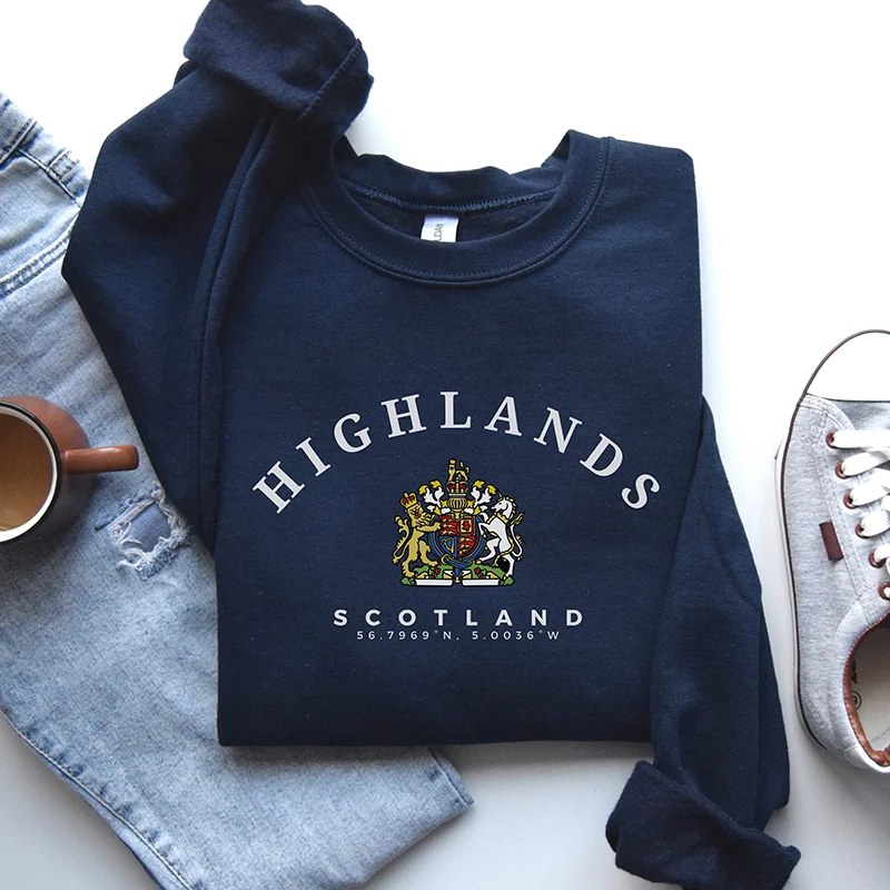 The Scottish Highlands Print Crew Neck Casual Sweatshirt