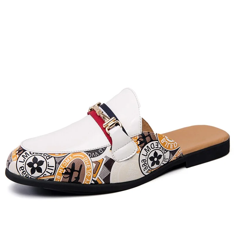 FIXSYS Outdoor Mixed Colors Men Half Loafers Patent Leather Half Shoes Fashion Lightweight Slippers Breathable Man Casual Mules