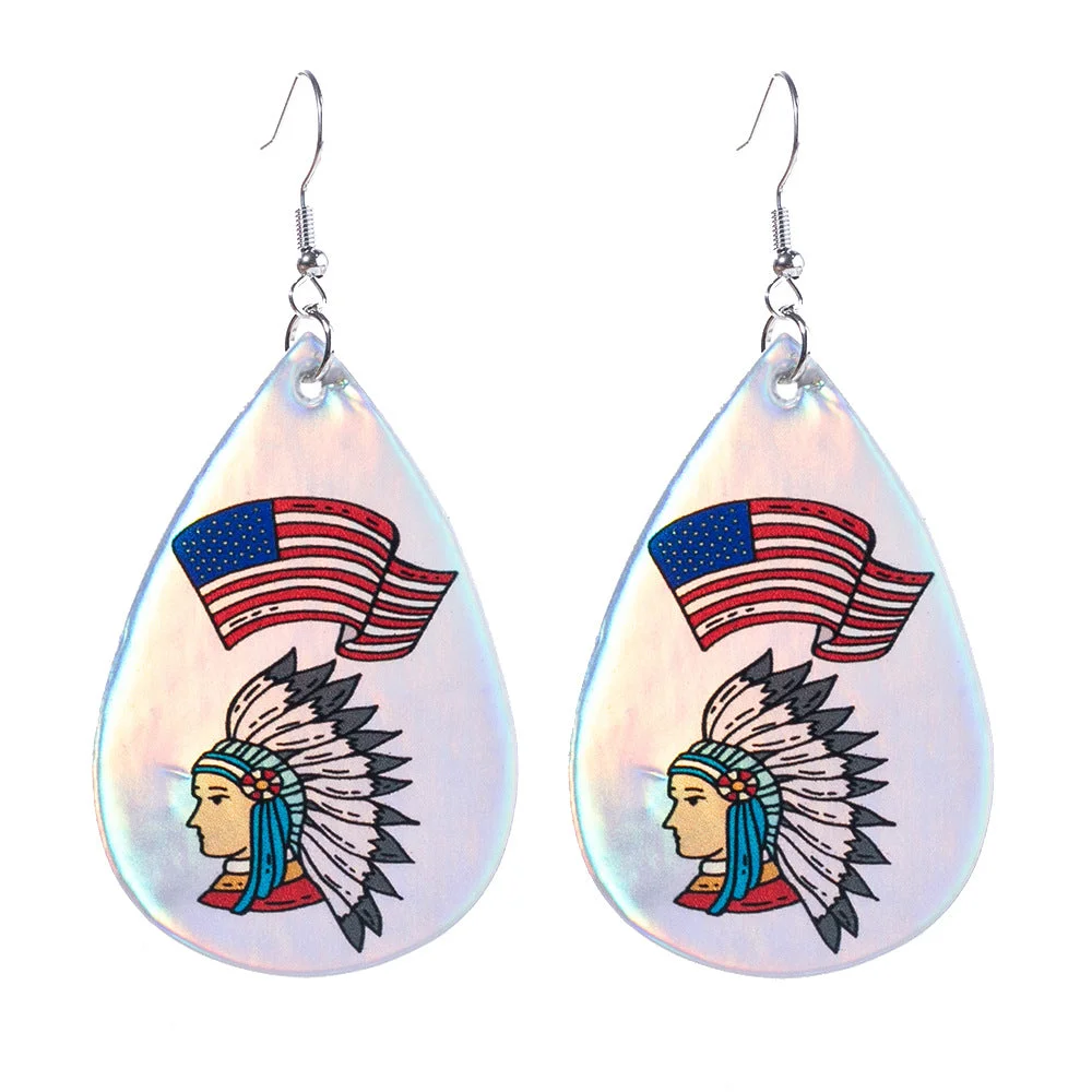 Independent Day American Flag Leather Earrings