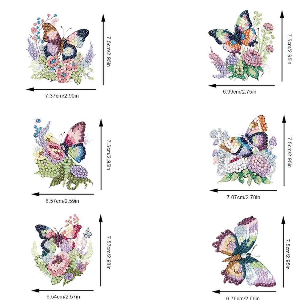 6Pcs DIY Flower Butterfly Special Shape Diamond Painting Fridge Magnet for DIY Crafts