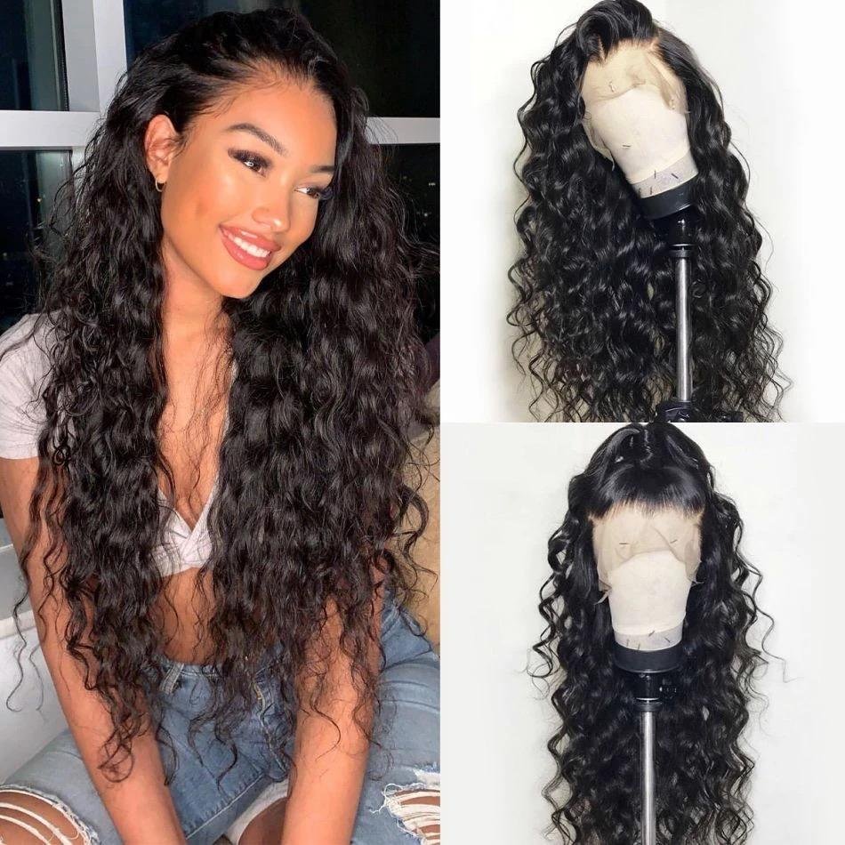 2020 NEW Hot Curly Black Lace Front Long Wigs-elleschic