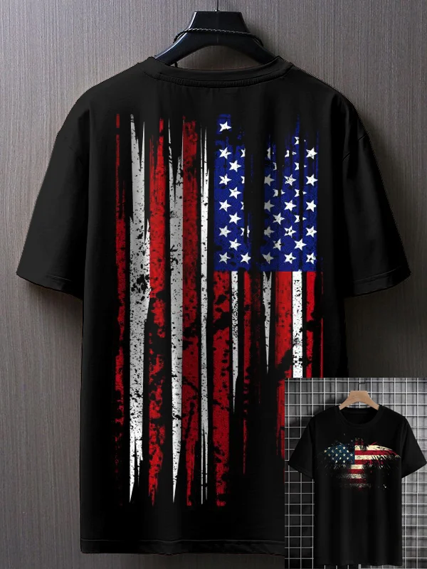 Men's Retro American Flag Eagle Pattern Art Print T-Shirt