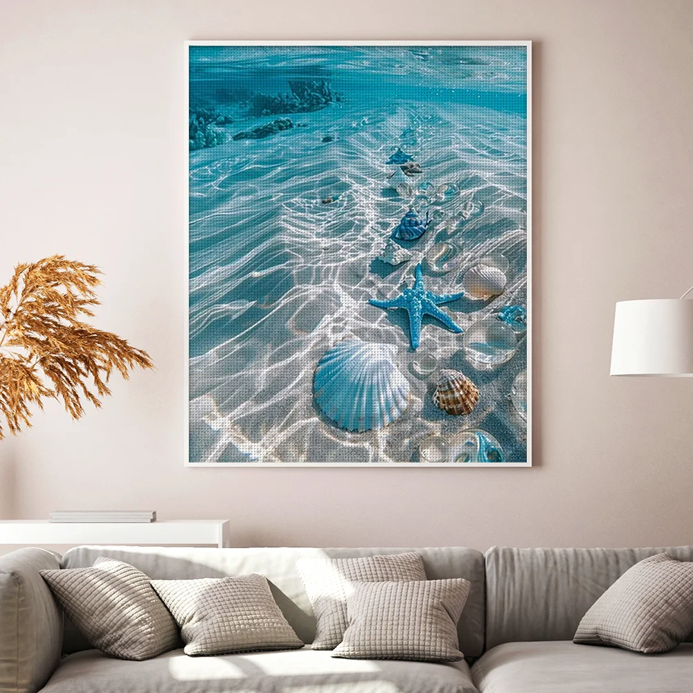 Beach Full 11CT DIY Counted Cross Stitch Kits 40x50cm for Beginners Home Decor