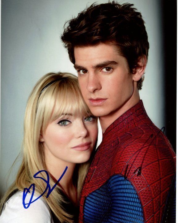 EMMA STONE and ANDREW GARFIELD signed 8x10 THE AMAZING SPIDER-MAN Photo Poster painting