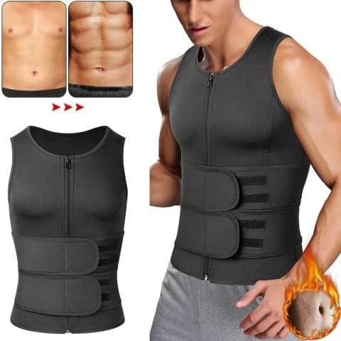 Khalesexx MenU Men Waist Trainer Sauna Vest Fitness Corset Abdomen Slimming Body Shaper Belly Reducing Shapewear Burn Fat Shirt Trimmer Belt