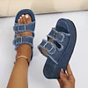 Gioiacombo&trade; Pantofole con zeppa con suola spessa in denim alla moda da donna