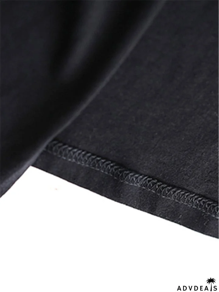 Women Cotton Black Short Sleeve Long Dress