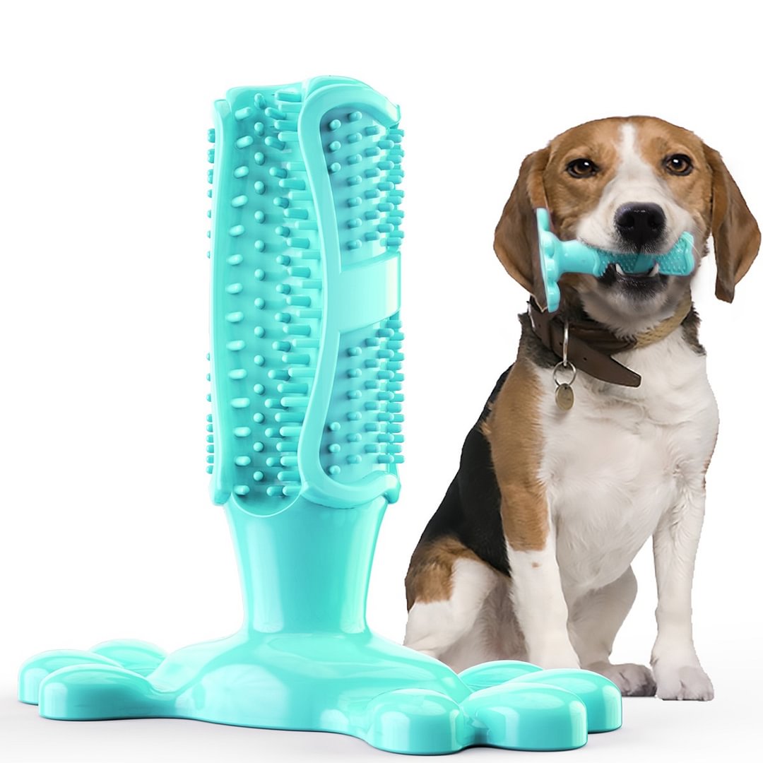 Dog Toothbrush Dog Chew Tooth Cleaner Brushing Stick Natural Rubber Doggy Dog Chew Toys Toothbrush - vzzhome