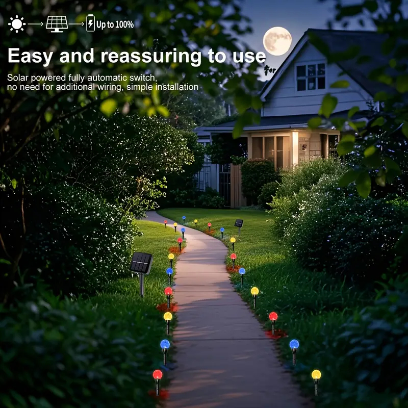 Tegooe Solar Bubble Ball Pathway Stake Lights - Waterproof Garden Decoration