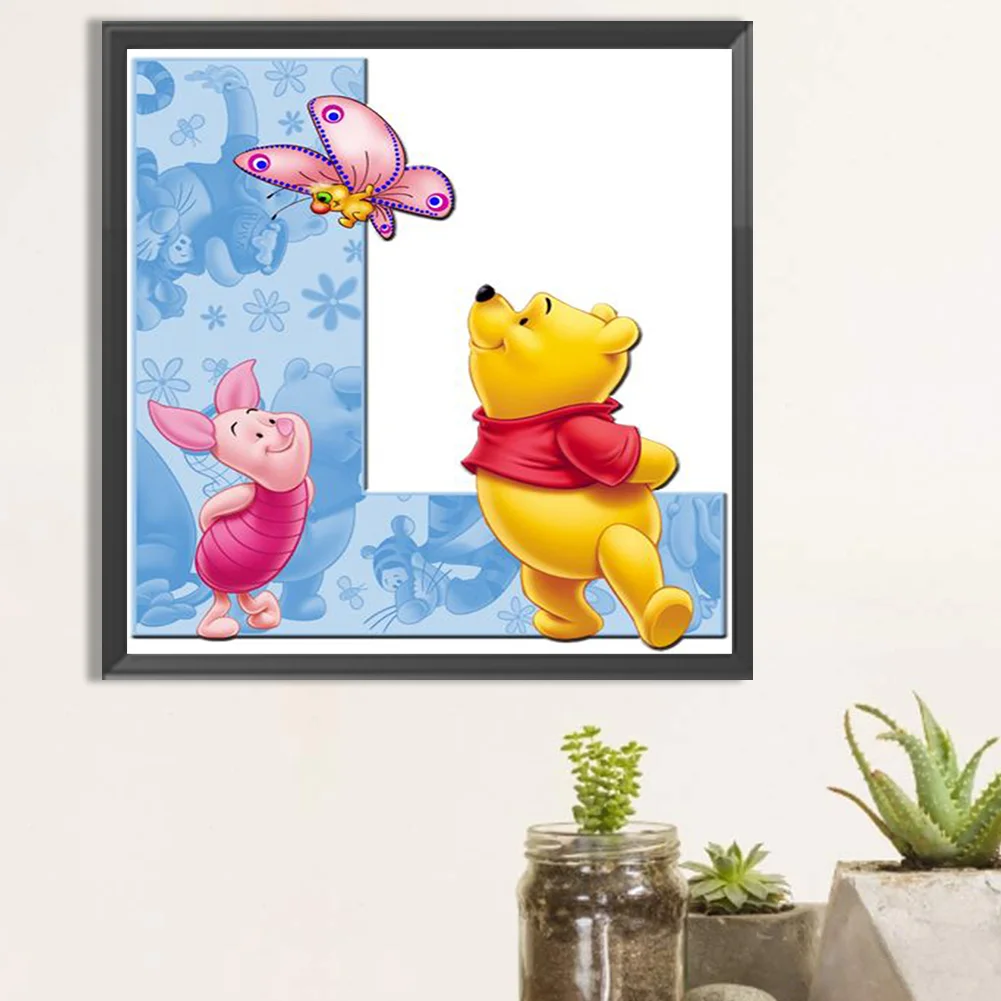 5D DIY Full Round Drill Diamond Painting Winnie the Pooh Letter L Kit Decoration