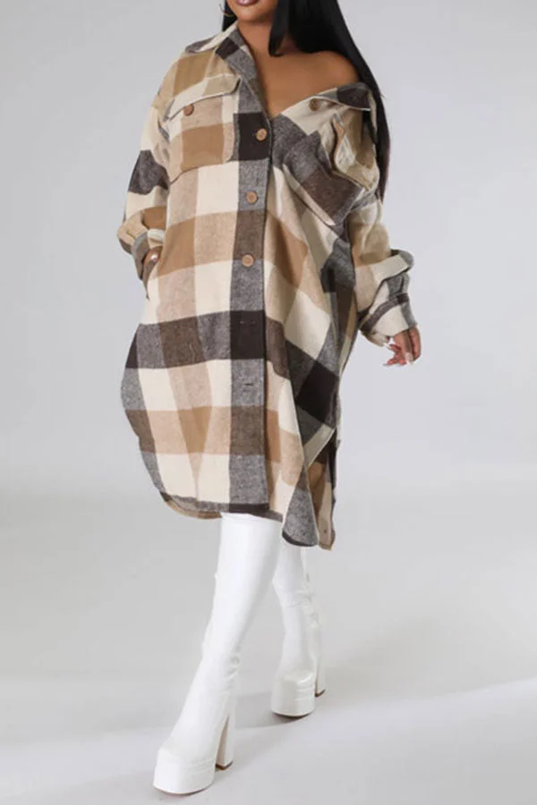 Plaid Classic Single Breasted Midi Dress