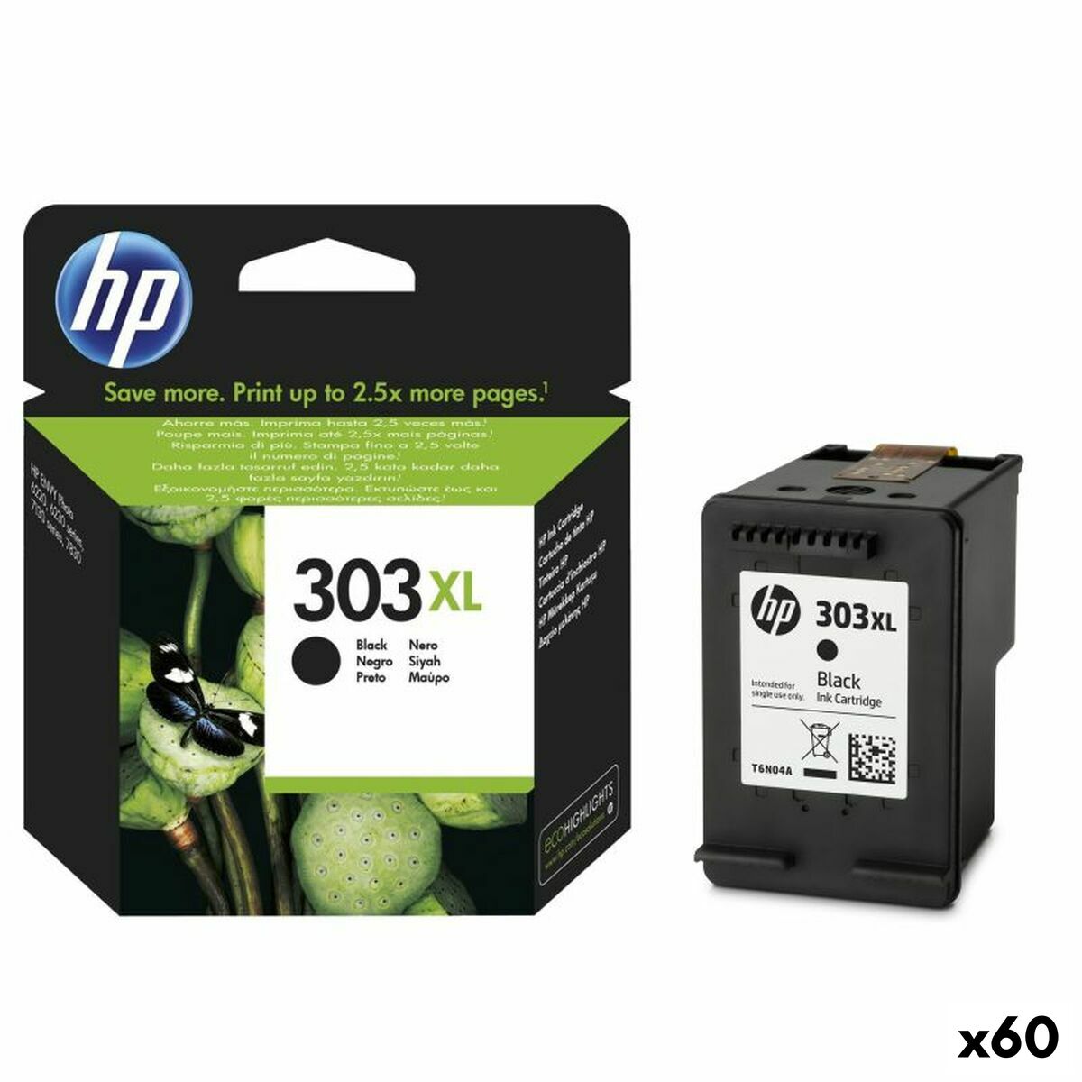 Original Ink Cartridge HP N&ordm; 303XL Black (60 Units)