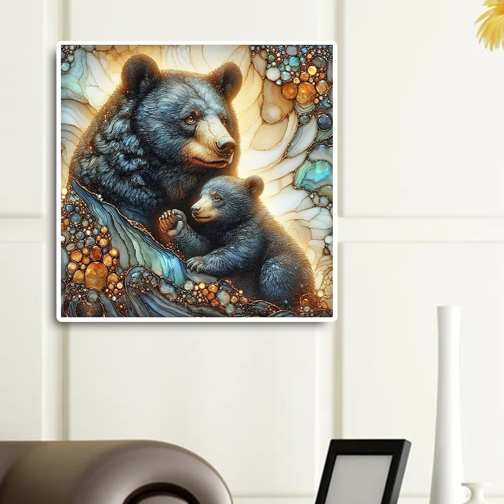 Diamond Painting - Full Round Drill - Black Bear(Canvas|40*40cm)