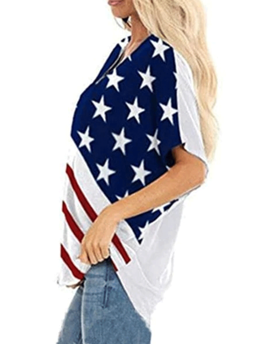 American Flag Star Stripes Print Top
