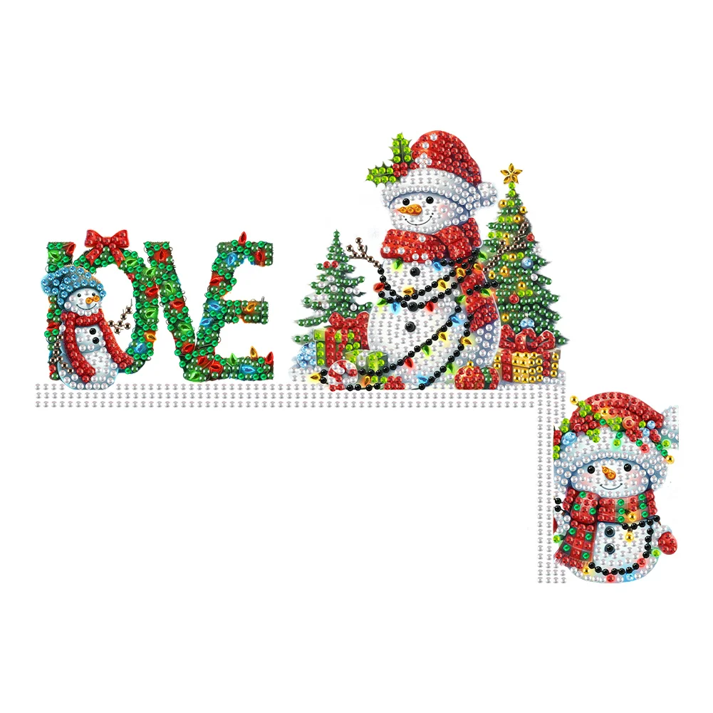 DIY Christmas Snowman Wooden Diamond Painting Door Topper Decor Party Ornament