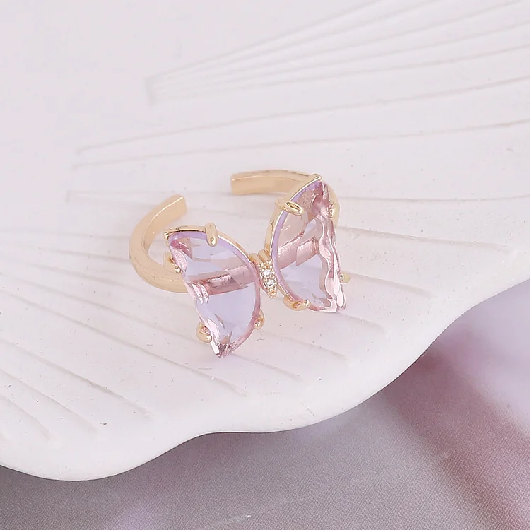 Multicolor Glass Butterfly Ring KERENTILA
