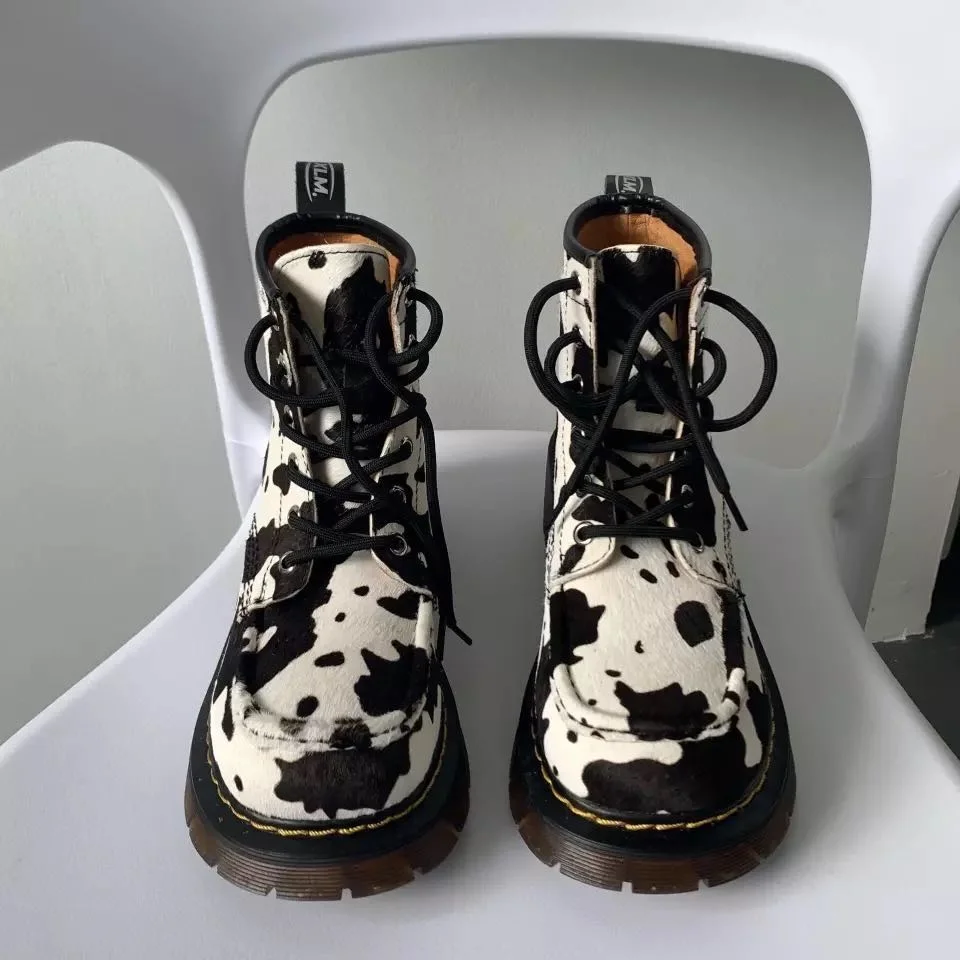 Women Motorcycle Boots Autumn Winter Fashion Solid Color Martin Boots Women High Quality Comfortable Cow pattern Female Boots