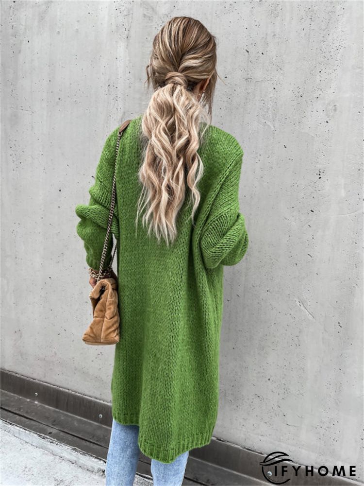 Casual Cotton-Blend Plain V Neck Off Shoulder Sleeve Cardigan | IFYHOME