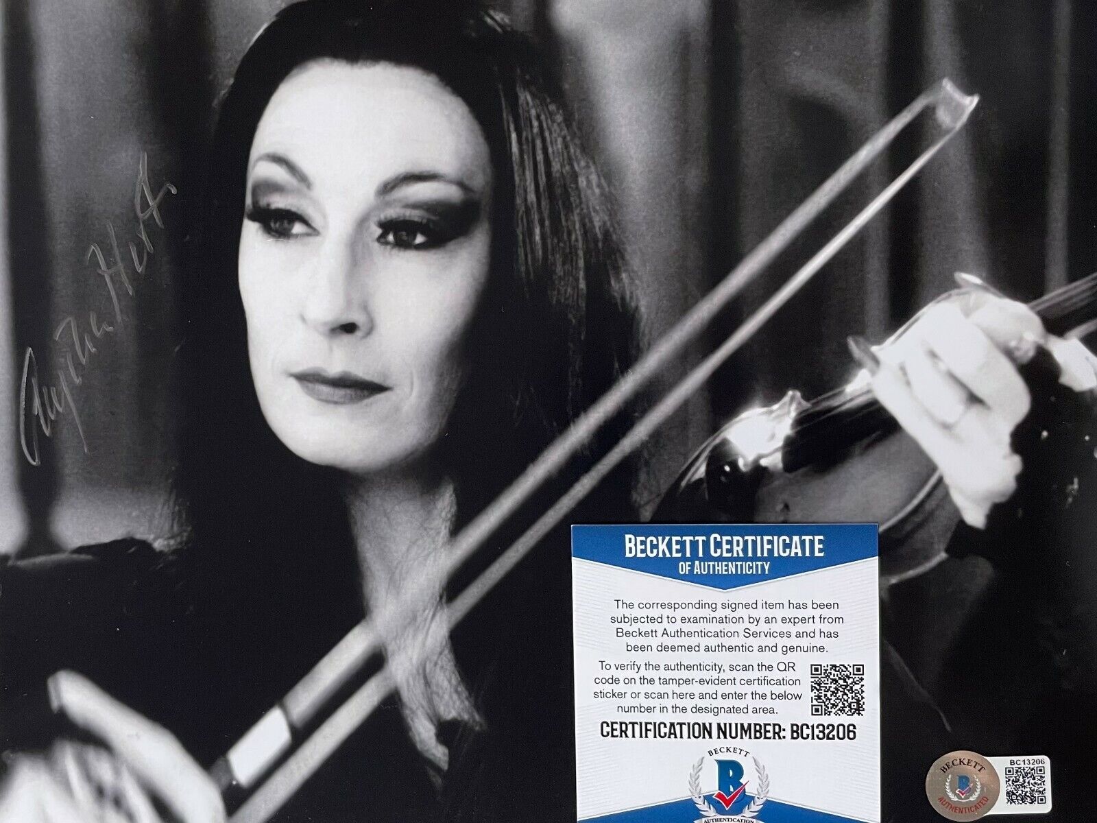 Anjelica Huston Addams Family Original Autographed 8X10 Photo Poster painting w/Beckett COA