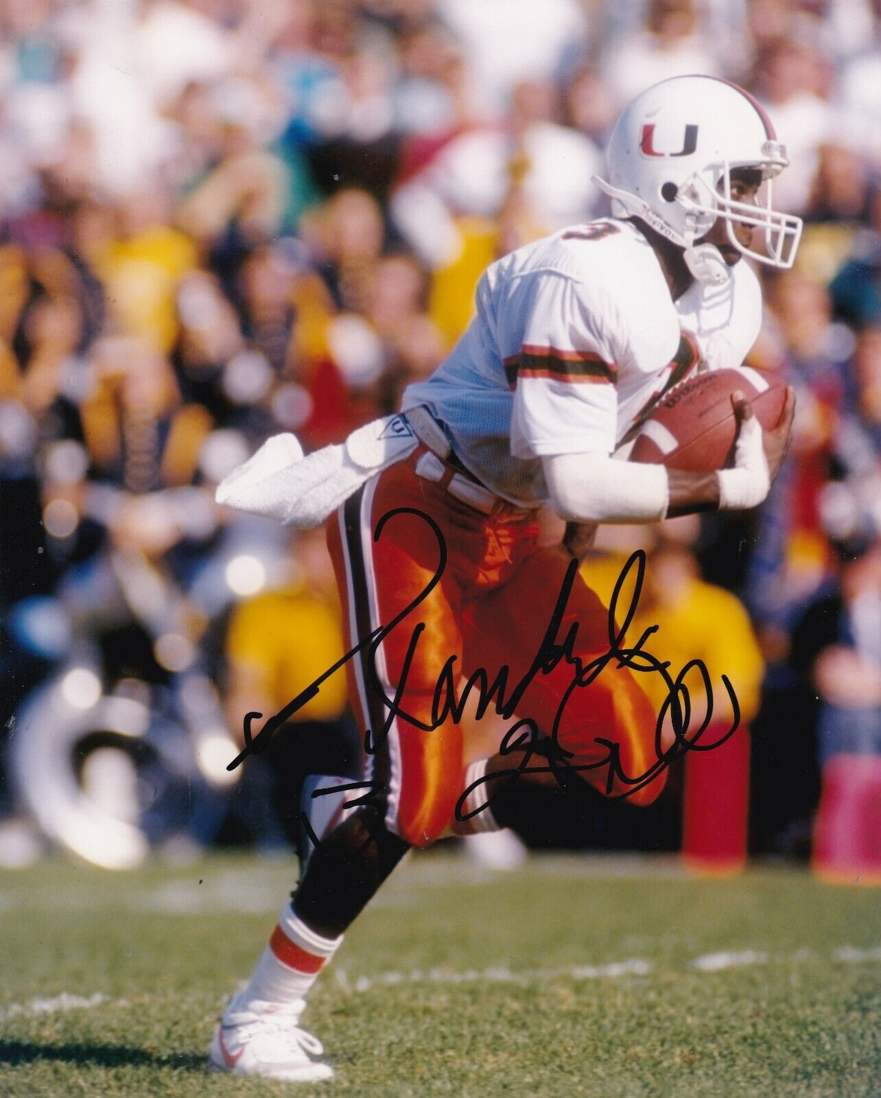 RANDAL HILL MIAMI HURRICANES ACTION SIGNED 8X10