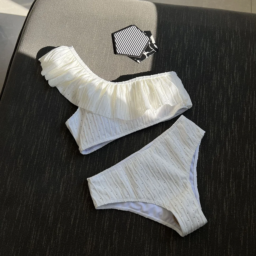 Uveng 2023 New Split Lotus Edge Split Swimsuit Bikini Bikini