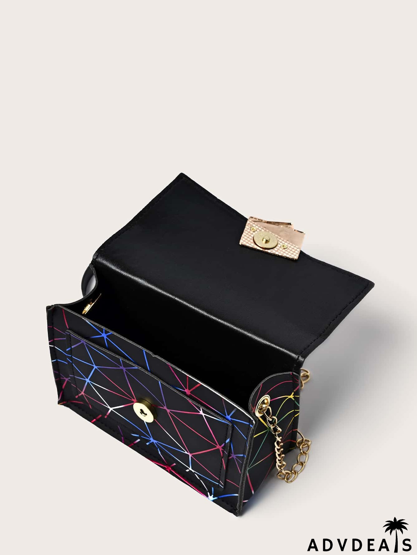 Geometric Graphic Flap Crossbody Bag