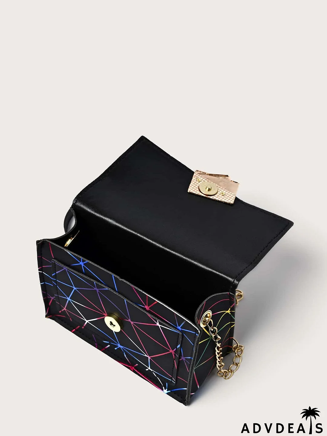 Geometric Graphic Flap Crossbody Bag