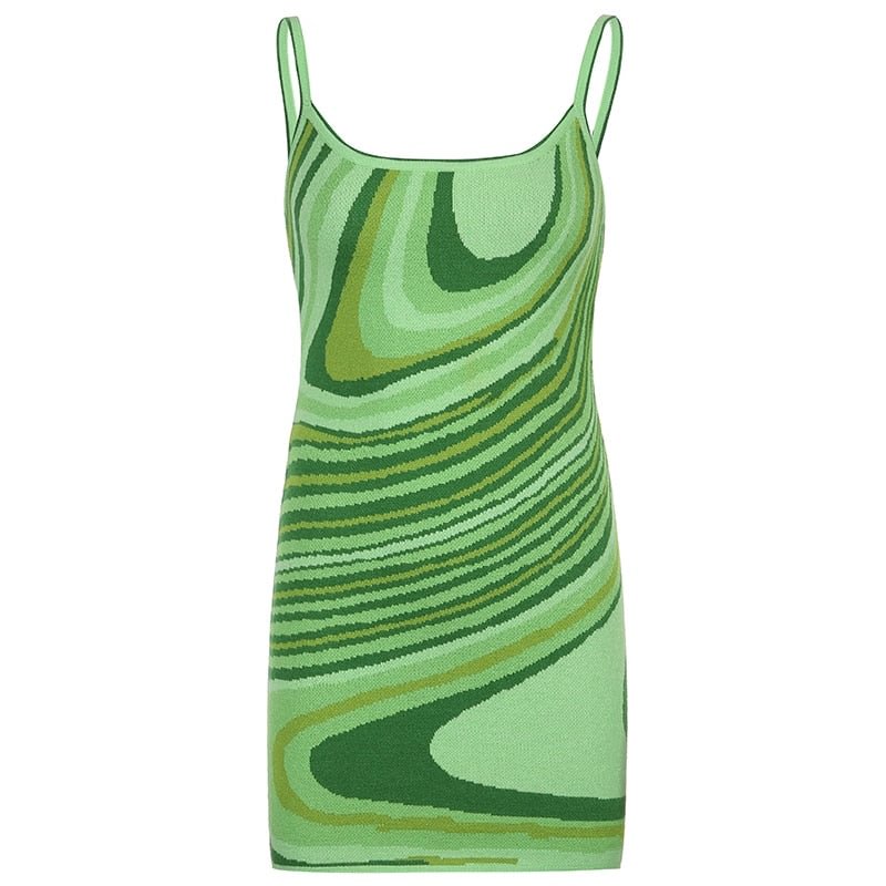 HEYounGIRL Casual Strap Bodycon Knitted Mini Dress Women Green Summer Sleeveless Short Dresses Fashion Ladies Streetwear