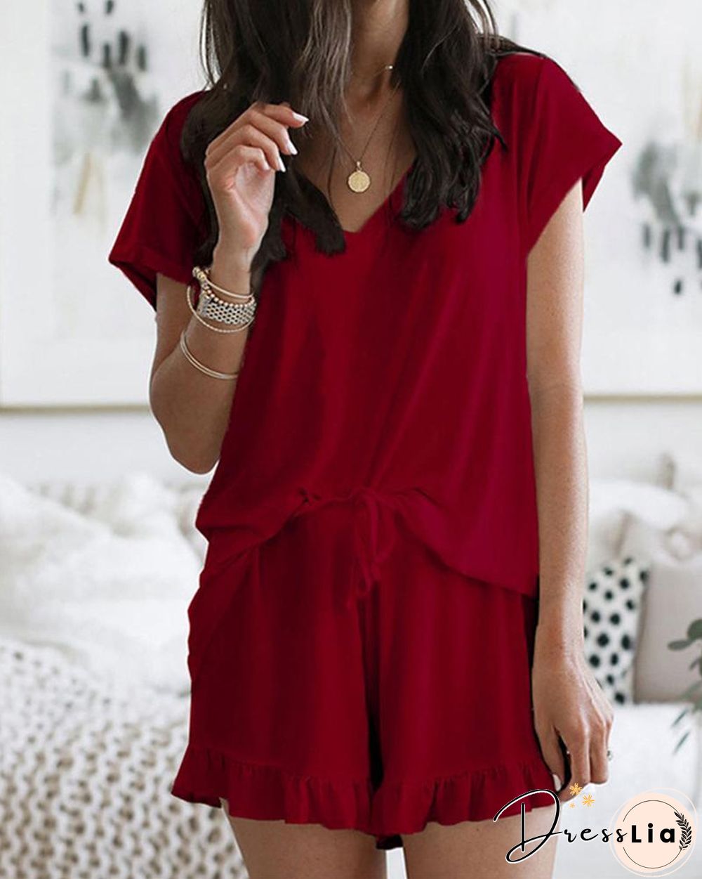 Solid Color Two-Piece Lounge Set P15097