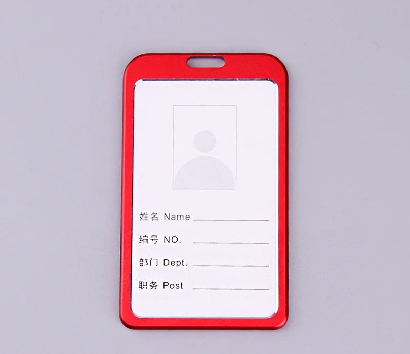 Men Women Business Bank Credit Card Holder Name ID Card Cover Work Card Holders Metal Work Identity Badge with Lanyard Card Case