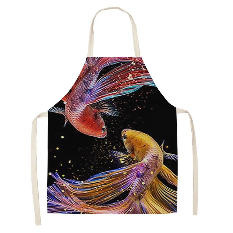 Waterproof Linen Kitchen Apron -goldfish