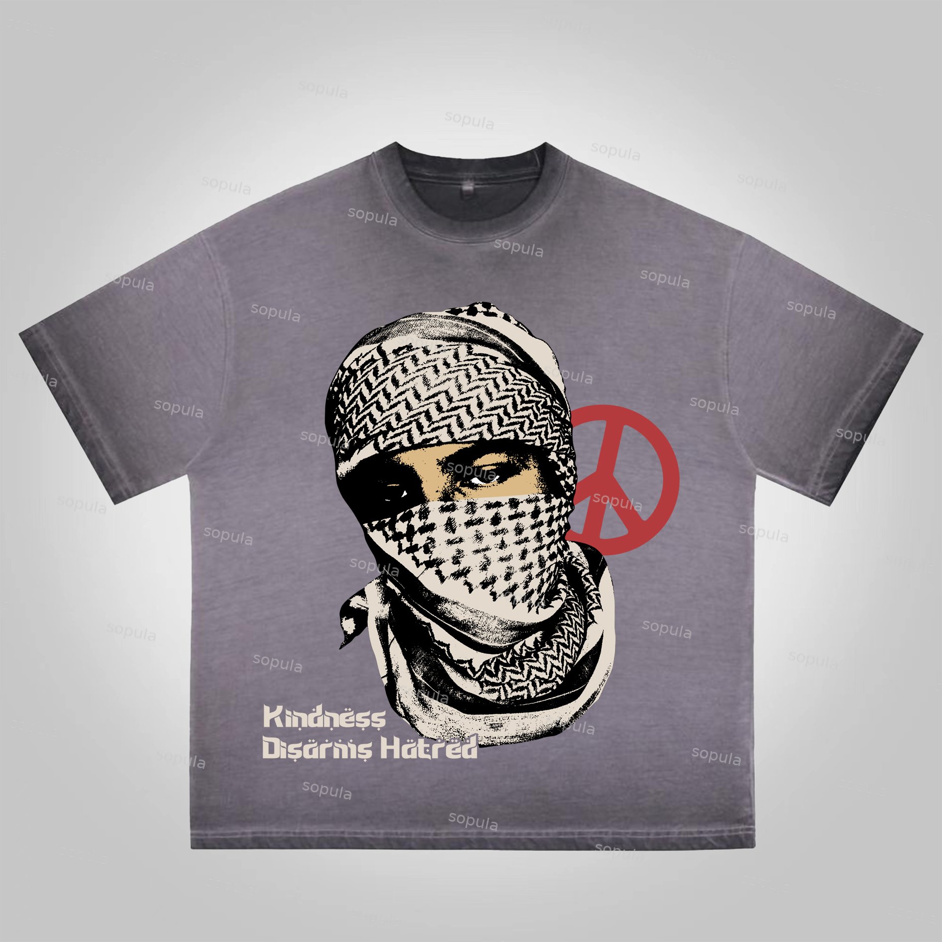 Sopula Kindness Disarms Hatred Graphic Washed Cotton T-Shirt - SOPULA