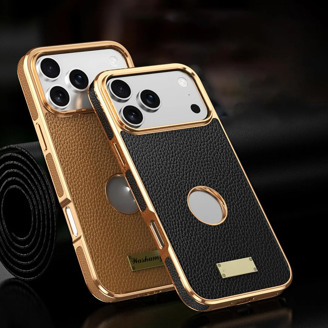 iPhone genuine leather case, magnetic electroplating luxury protective cover