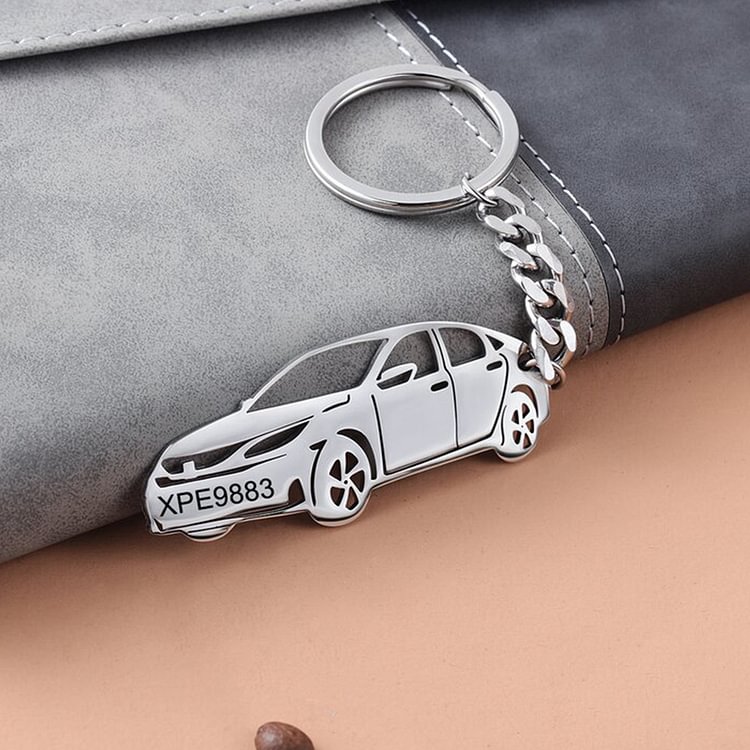 Personalised Honda Civic Car with Custom Name Number Plate Keychain