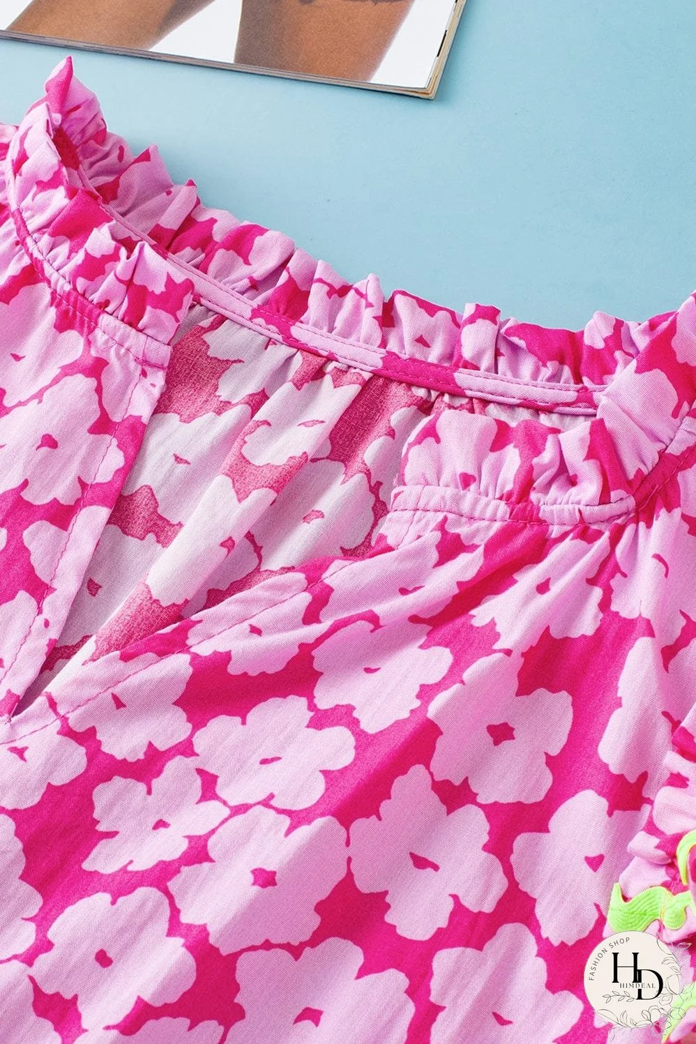 V-Neck Pink Floral Top