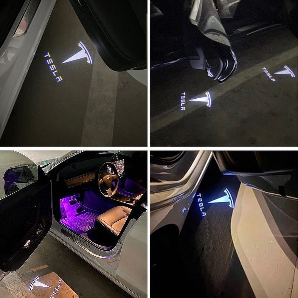 TESLASY Model 3/ Y/ X LED Logo Puddle Lights Car Door Lights Projectors 