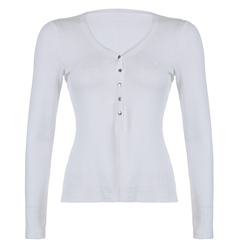 Aiertu leapord halloween outfit Simple Style Low-Cut Breasted Lazy Casual Knitted Solid Color Top Hot Girl Sexy Multi-Wear Slim-Fit Long Sleeve aiertu