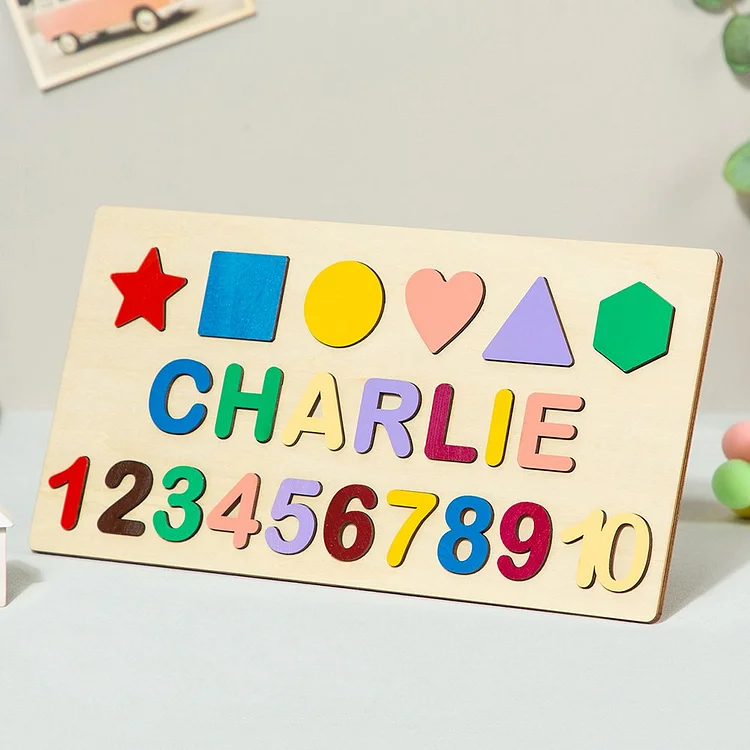Personalisierte Hölzerne Name Puzzle Benutzerdefinierte Holz Fraktalbild & Zahl Puzzle mit Kinder Name 