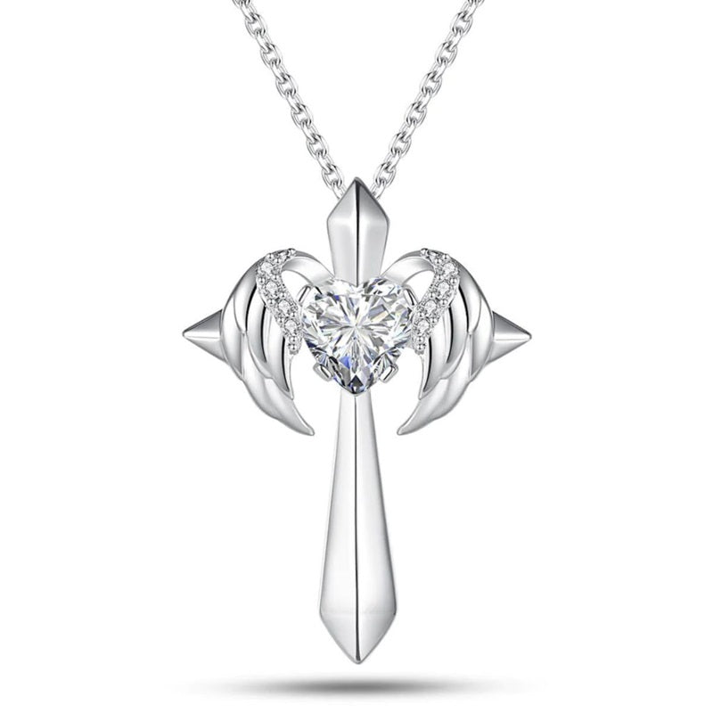 Unique Gift Angel Wings Cross Necklace