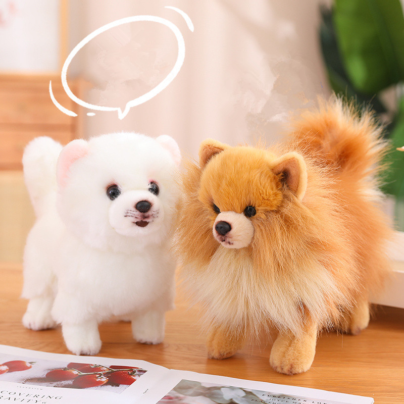 Tegooe Realistic Pomeranian Dog Plush Toy - Soft Stuffed Animal Puppy Doll for Kids