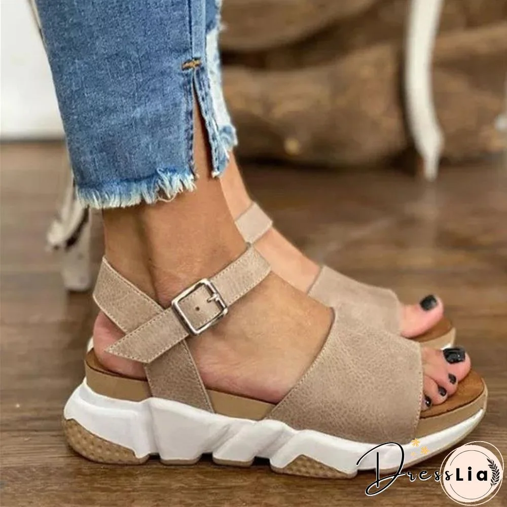 Women's Sandals Womens High Heels Sandal Thick Bottom Casual Shoes Ladies Leisure Summer Wedges Sandals Beach Shoes