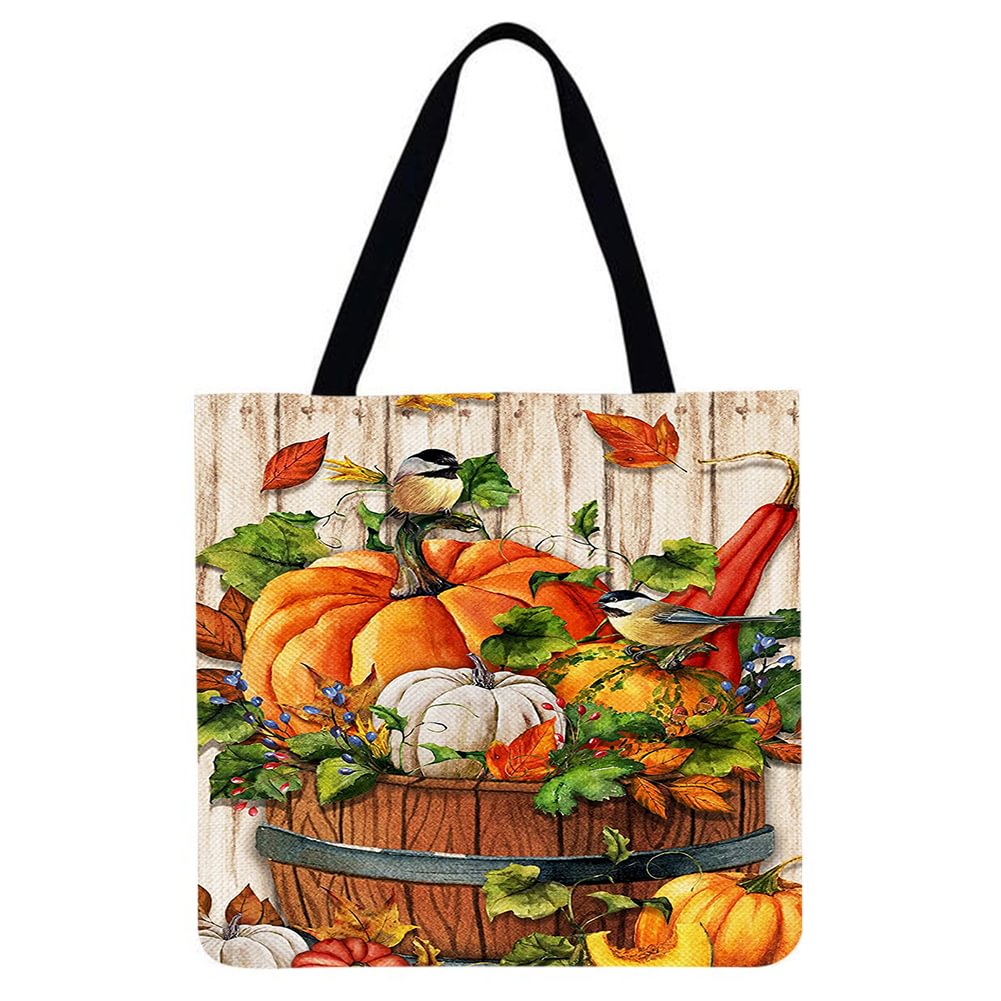Linen Tote Bag-Pumpkin basket