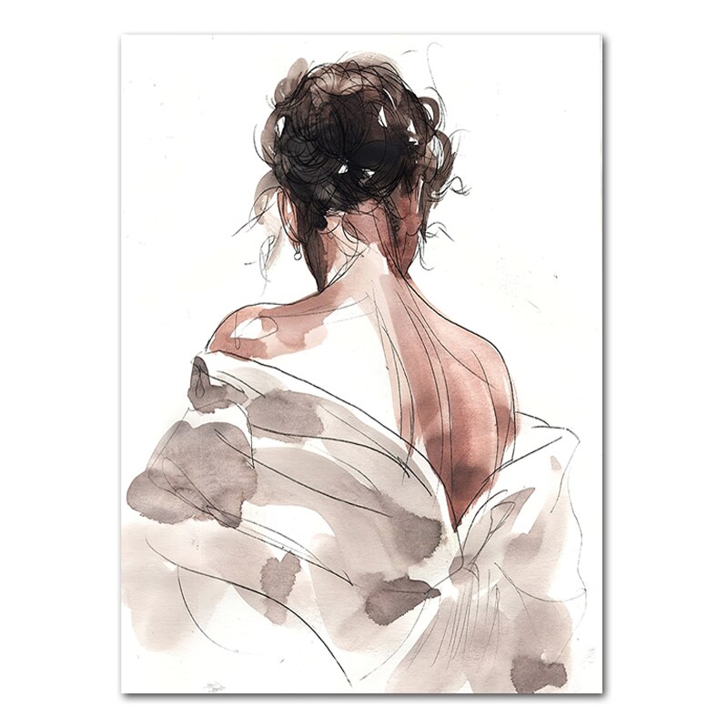 Dried Flower Line Woman Poster Autumn Landscape Starfish Beach Painting Prints Abstract Begin Picture Home Room Decor Wall Art