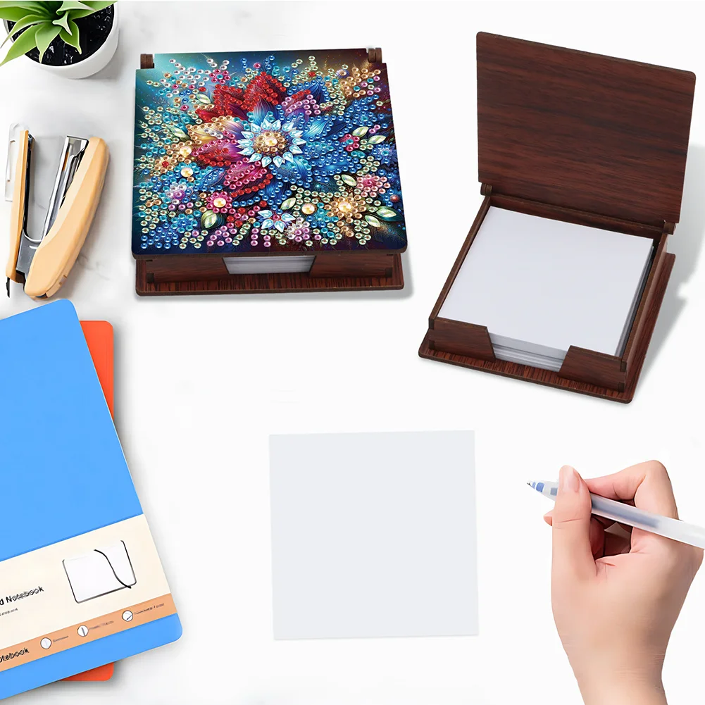 Wood Flower Diamond Painting Memo Pad Holder Mosaic Kit for Home Office