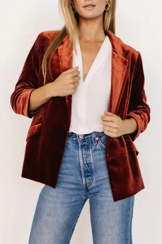 Women's casual classic velvet blazer