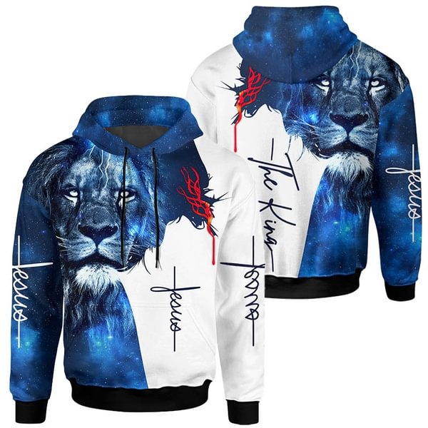 The King Jesus Lion Galaxy Customized 3D All Over Printed T-Shirt Hoodie For Men And Women Size S-5Xl - Shop Trendy Women's Fashion | TeeYours