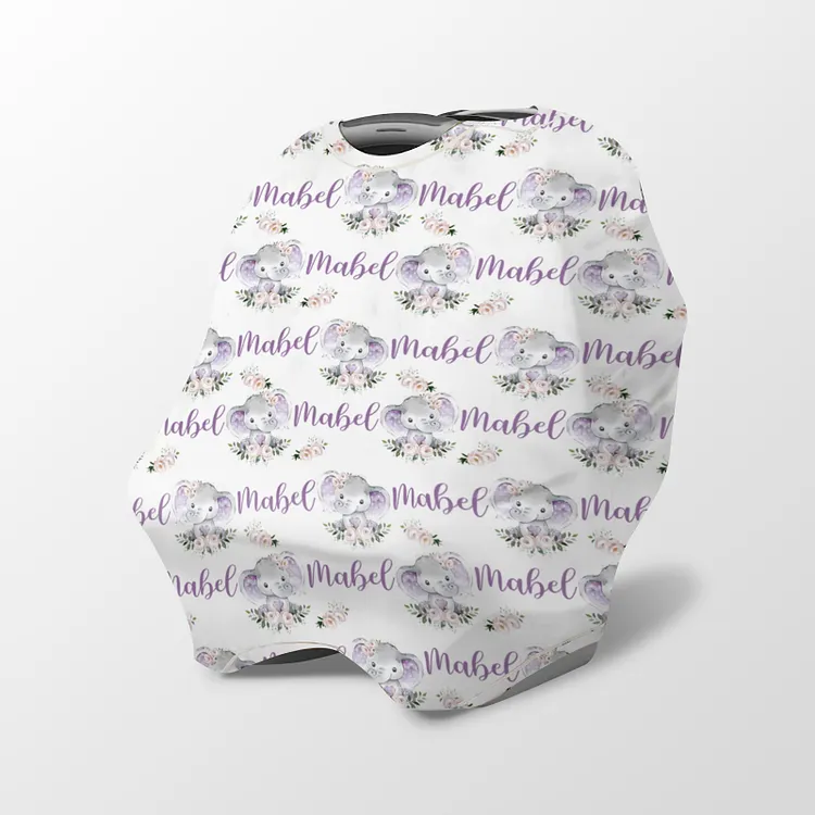 Personalized Elephant Baby Car Seat Canopy| Canopyl250