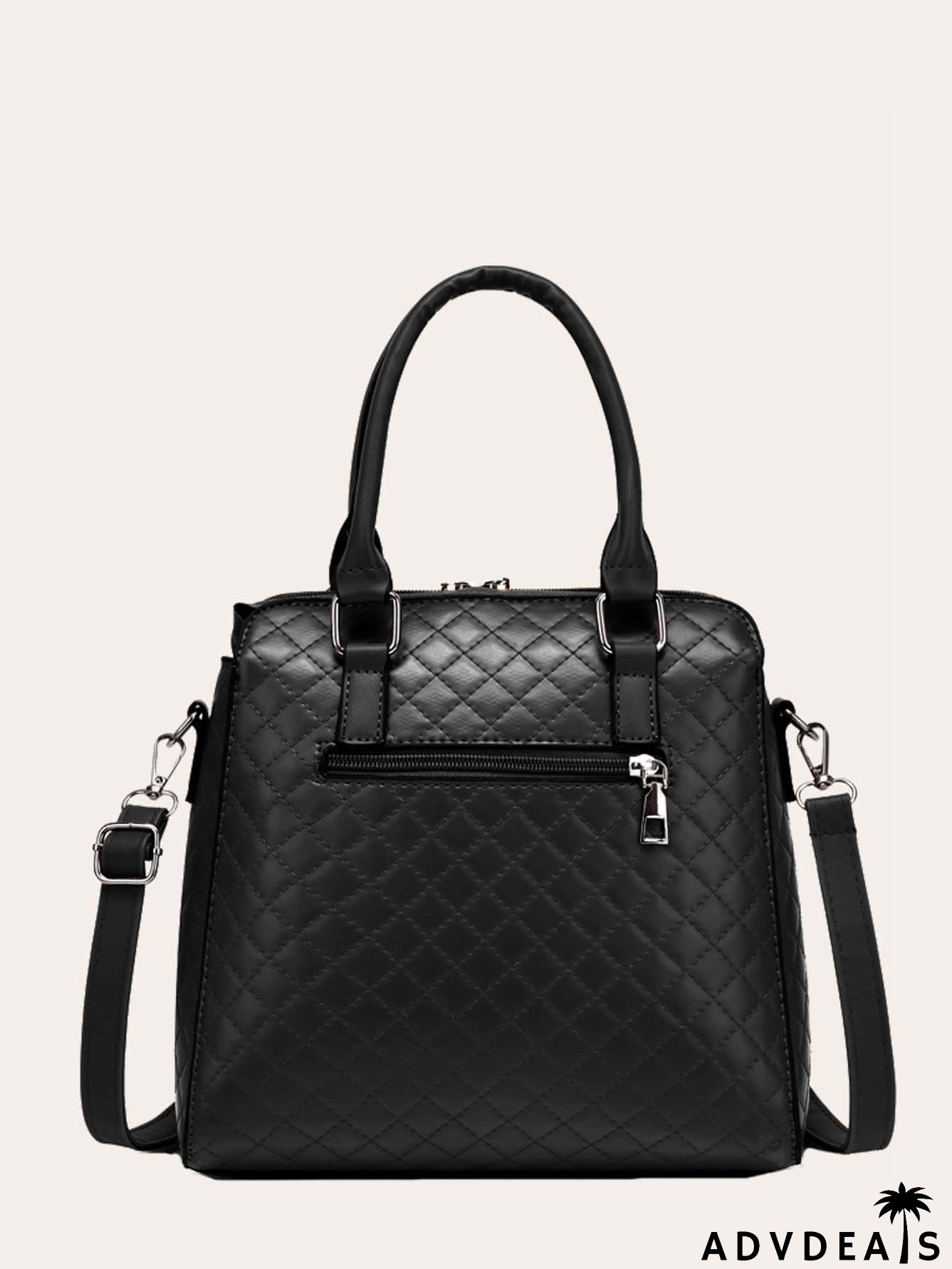 4pcs Tassel Decor Quilted Top Handle Bag Set